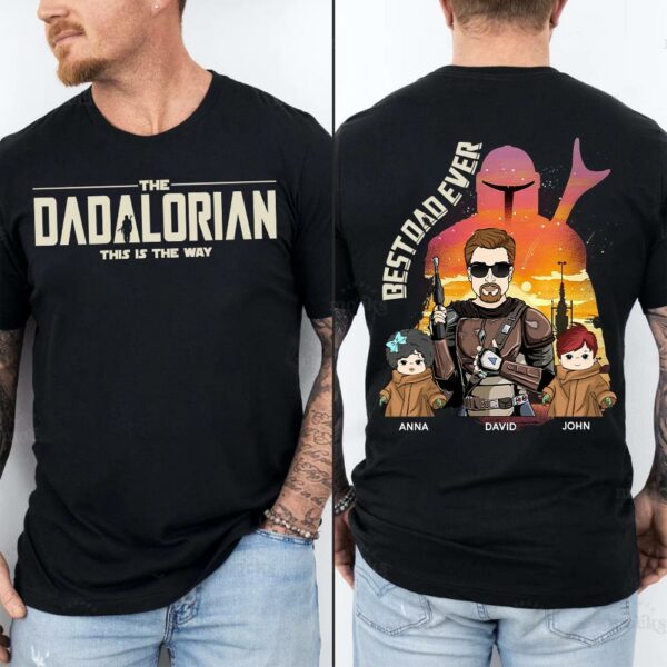 Best Dad Ever - The Dadalorian Personalized Shirt Gift For Dad - Custom Father's Day Gift Ver 2 - Image 5