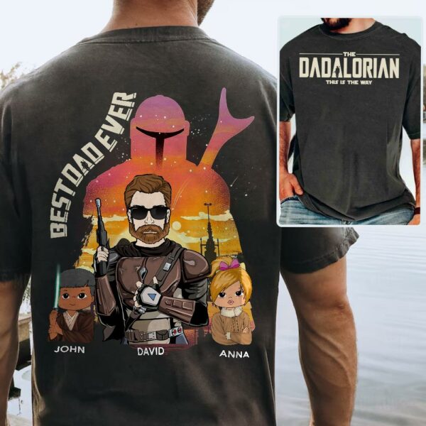 Best Dad Ever - The Dadalorian Personalized Shirt Gift For Dad - Custom Father's Day Gift Ver 2 - Image 2