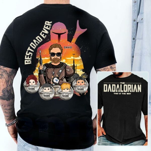 Best Dad Ever - The Dadalorian Personalized Shirt Gift For Dad - Custom Father's Day Gift Ver 2 - Image 4