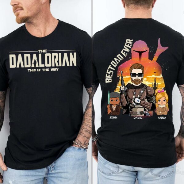 Best Dad Ever - The Dadalorian Personalized Shirt Gift For Dad - Custom Father's Day Gift Ver 2 - Image 5