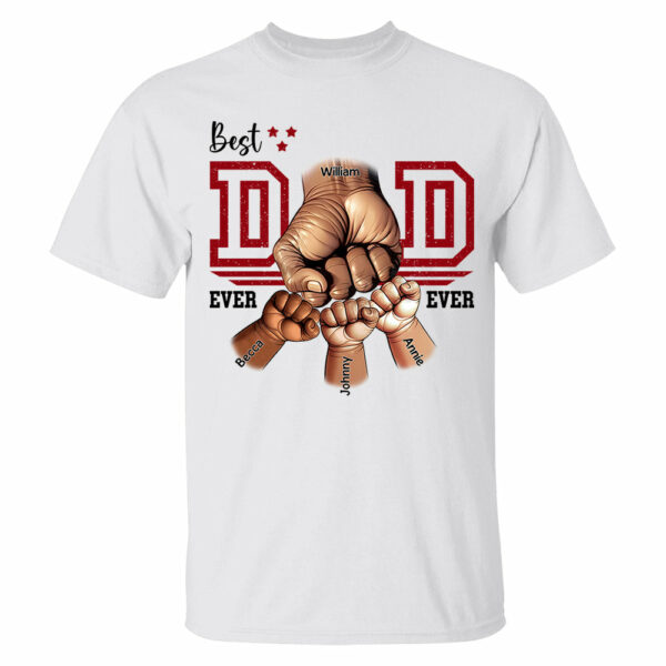 Best Dad Ever Personalized Shirt - Dad and Childs Fist Bump Custom Gift - Father's Day Best Dad Ever - Custom Name Hand Kid Names Gift - Image 2
