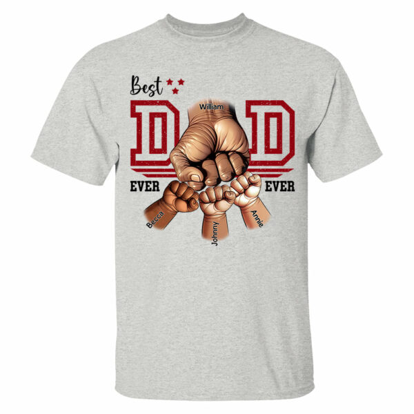 Best Dad Ever Personalized Shirt - Dad and Childs Fist Bump Custom Gift - Father's Day Best Dad Ever - Custom Name Hand Kid Names Gift - Image 3