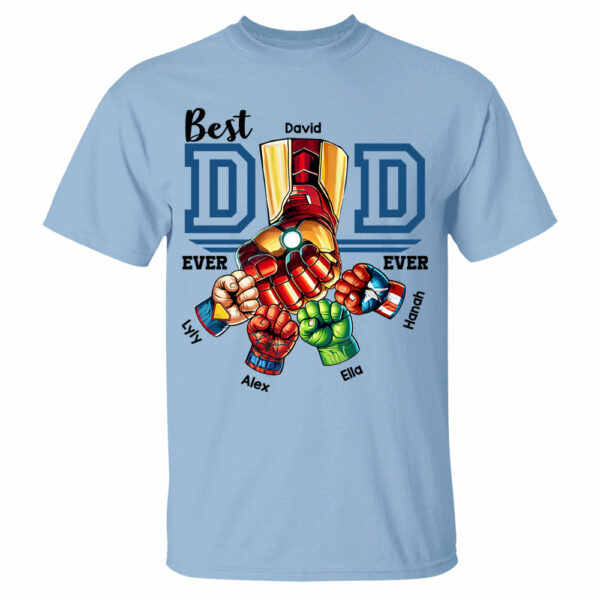 Best Dad Ever Personalized Shirt - Super Father's Day Fist Bump Custom Gift - Father's Day Best Dad Ever - Custom Name Hand Kid Names Gift - Image 4