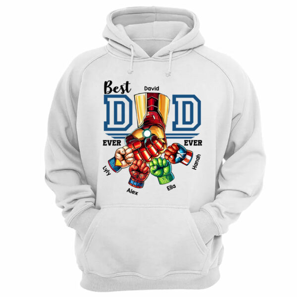 Best Dad Ever Personalized Shirt - Super Father's Day Fist Bump Custom Gift - Father's Day Best Dad Ever - Custom Name Hand Kid Names Gift - Image 10