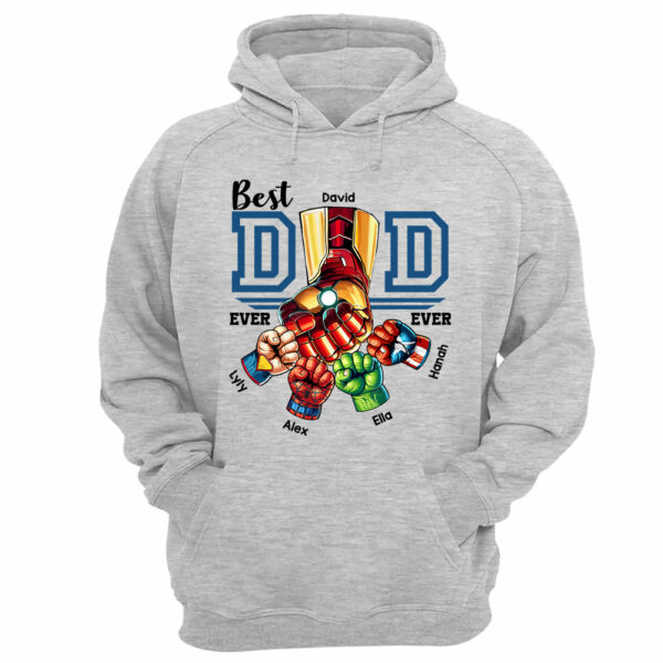 Best Dad Ever Personalized Shirt - Super Father's Day Fist Bump Custom Gift - Father's Day Best Dad Ever - Custom Name Hand Kid Names Gift - Image 13