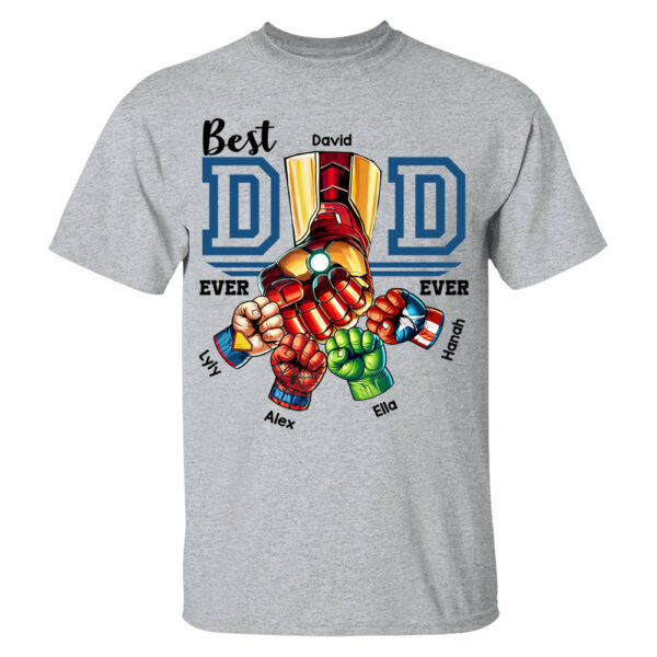 Best Dad Ever Personalized Shirt - Super Father's Day Fist Bump Custom Gift - Father's Day Best Dad Ever - Custom Name Hand Kid Names Gift - Image 3