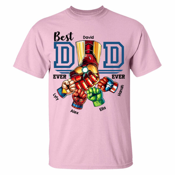 Best Dad Ever Personalized Shirt - Super Father's Day Fist Bump Custom Gift - Father's Day Best Dad Ever - Custom Name Hand Kid Names Gift - Image 5
