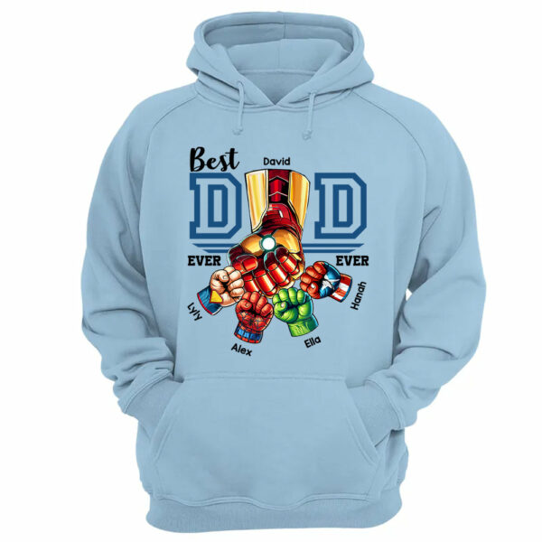 Best Dad Ever Personalized Shirt - Super Father's Day Fist Bump Custom Gift - Father's Day Best Dad Ever - Custom Name Hand Kid Names Gift - Image 12