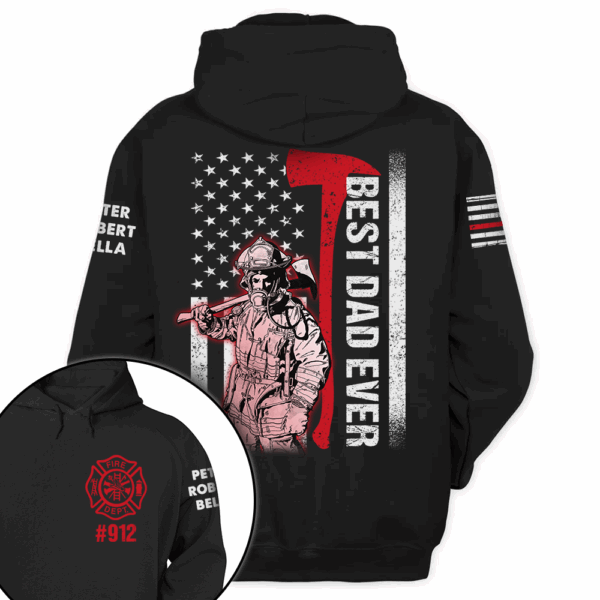 Best Dad Ever Personalized Shirt Firefighter Dad Gift For Firefighters All Over Print Shirt K1702 - Image 3