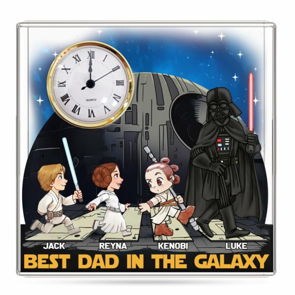 Best Dad In The Galaxy - Personalized Acrylic Desk Clock Plaque Gift For Dad - Image 5