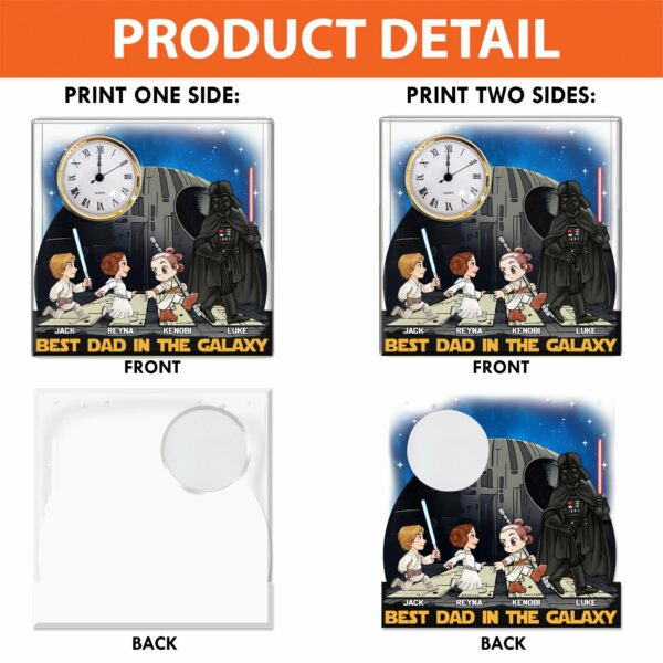 Best Dad In The Galaxy - Personalized Acrylic Desk Clock Plaque Gift For Dad - Image 6