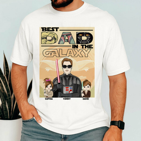 Best Dad In The Galaxy - Personalized Shirt For Dad Grandpa NA04