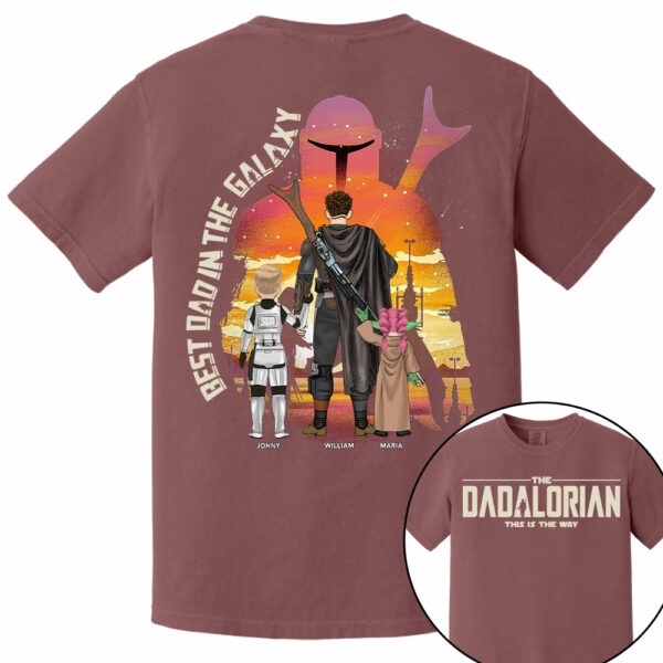 Best Dad in The Galaxy - The Dadalorian Personalized Shirt Gift For Dad - Custom Father's Day Gift 2025 - Image 5