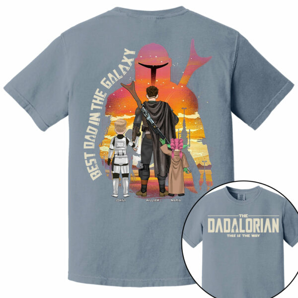 Best Dad in The Galaxy - The Dadalorian Personalized Shirt Gift For Dad - Custom Father's Day Gift 2025 - Image 6