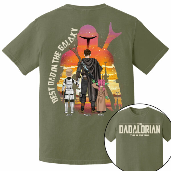 Best Dad in The Galaxy - The Dadalorian Personalized Shirt Gift For Dad - Custom Father's Day Gift 2025 - Image 9
