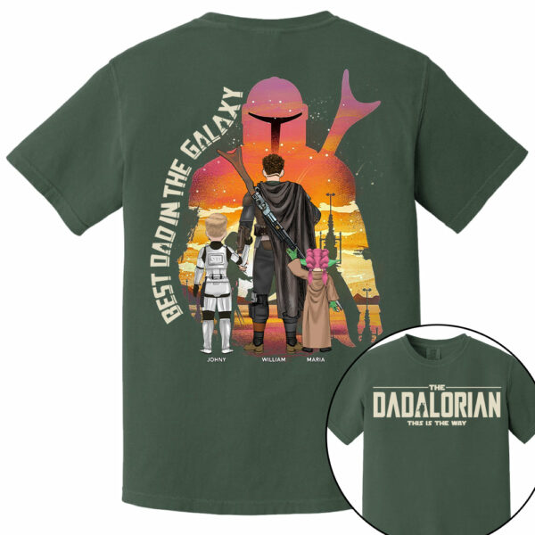 Best Dad in The Galaxy - The Dadalorian Personalized Shirt Gift For Dad - Custom Father's Day Gift 2025 - Image 7