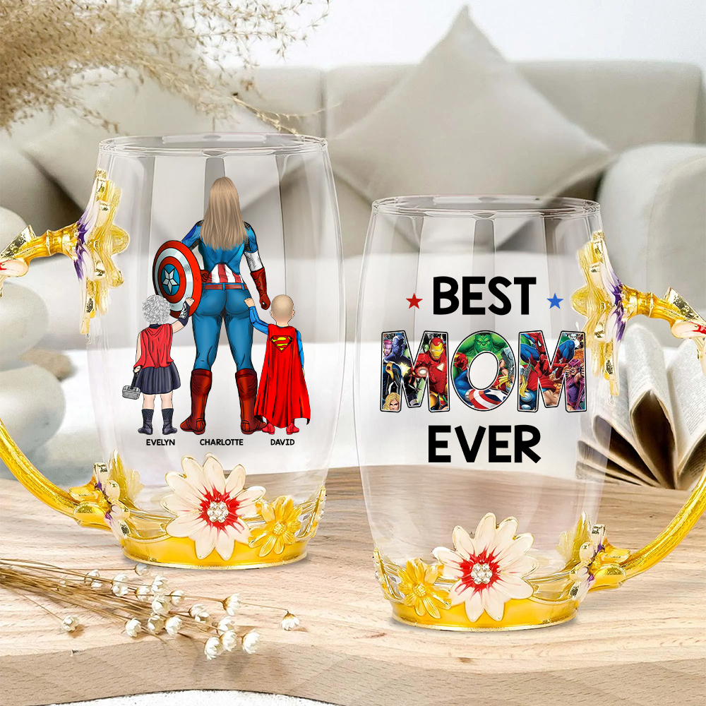 Best Mom Ever - Personalized Enamel Flower Tea Cup