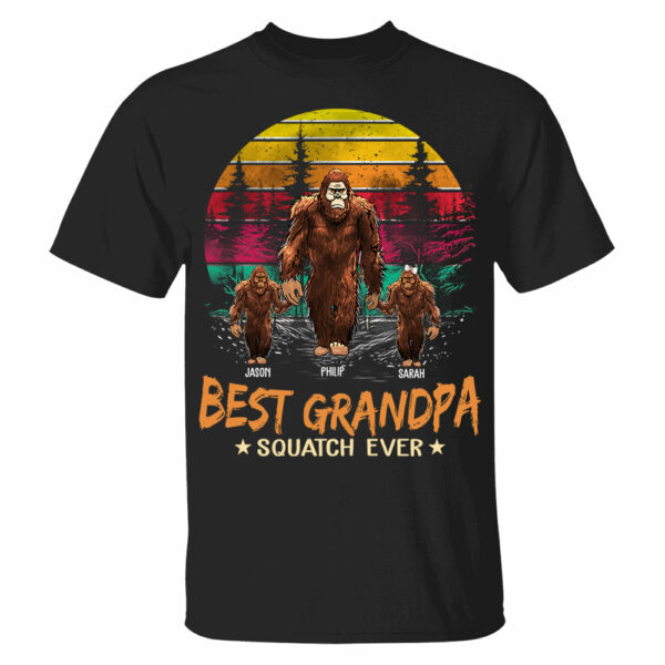 Best PaPa Squatch Ever Bigfoot - Personalized Vintage Shirt T1807 - Image 2