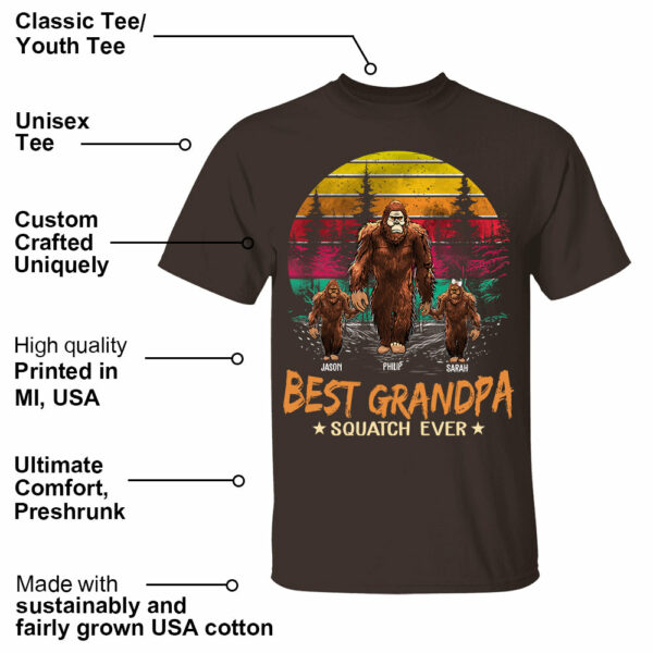 Best PaPa Squatch Ever Bigfoot - Personalized Vintage Shirt T1807 - Image 5