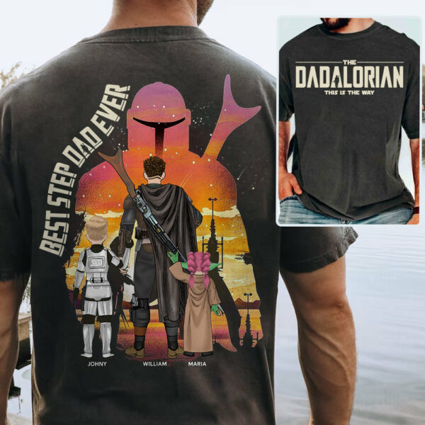 Best Step Dad Ever - The Dadalorian Personalized Shirt Gift For Dad - Custom Father's Day Gift - Image 3