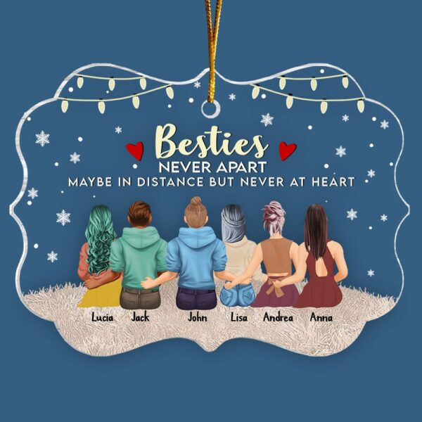 Bestie Never Apart Maybe In Distance But Never At Heart - Personalized Christmas Ornament - Image 4