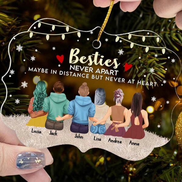 Bestie Never Apart Maybe In Distance But Never At Heart - Personalized Christmas Ornament - Image 6