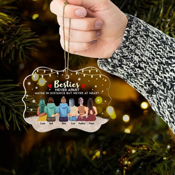 Bestie Never Apart Maybe In Distance But Never At Heart - Personalized Christmas Ornament - Image 5