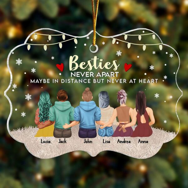 Bestie Never Apart Maybe In Distance But Never At Heart - Personalized Christmas Ornament - Image 2