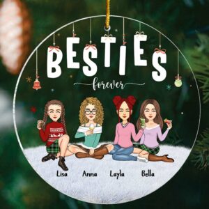 Besties - Besties Forever - Personalized Circle Ornament