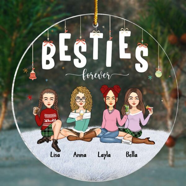 Besties - Besties Forever - Personalized Circle Ornament - Image 2