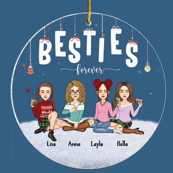 Besties - Besties Forever - Personalized Circle Ornament - Image 4