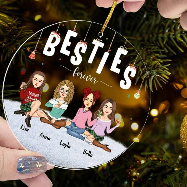 Besties - Besties Forever - Personalized Circle Ornament - Image 6