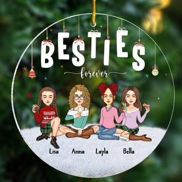Besties - Besties Forever - Personalized Circle Ornament - Image 3