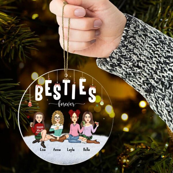 Besties - Besties Forever - Personalized Circle Ornament - Image 5