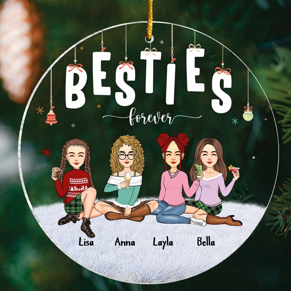 Besties - Besties Forever - Personalized Circle Ornament