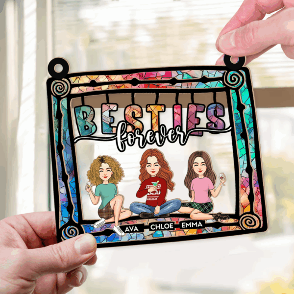 Besties Being Together - Personalized Window Hanging Suncatcher Ornament - Image 3
