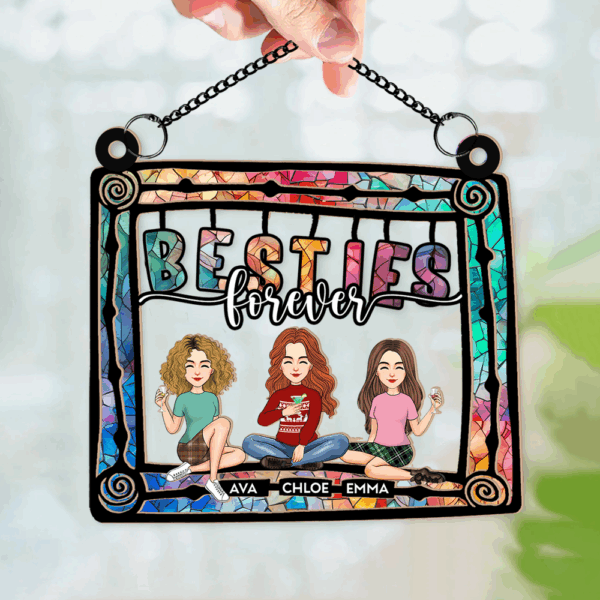 Besties Being Together - Personalized Window Hanging Suncatcher Ornament - Image 2