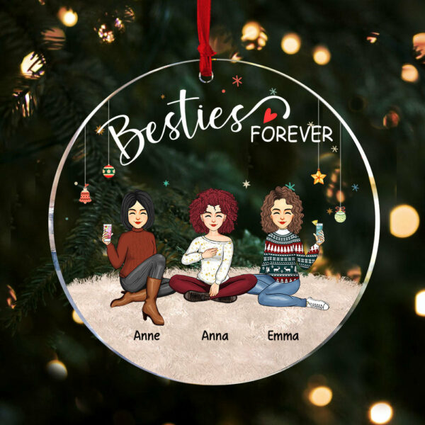 Besties Forever - Personalized Circle Acrylic Ornament - Image 4