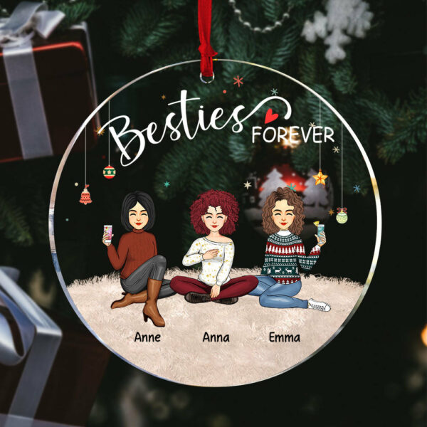 Besties Forever - Personalized Circle Acrylic Ornament - Image 3