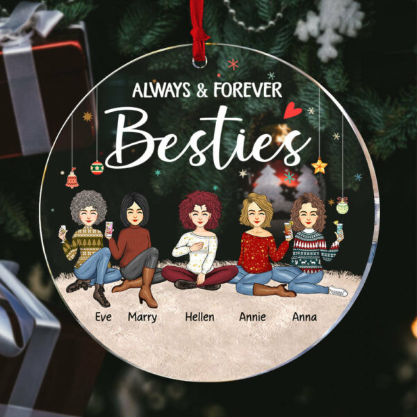 Besties Forever - Personalized Circle Acrylic Ornament - Image 3