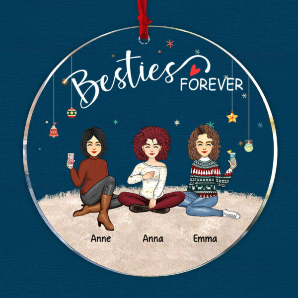 Besties Forever - Personalized Circle Acrylic Ornament - Image 2