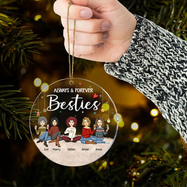 Besties Forever - Personalized Circle Acrylic Ornament - Image 5
