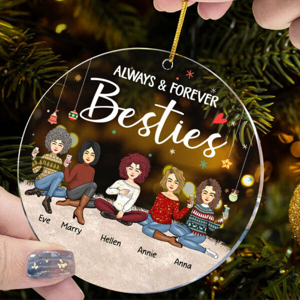 Besties Forever - Personalized Circle Acrylic Ornament - Image 6