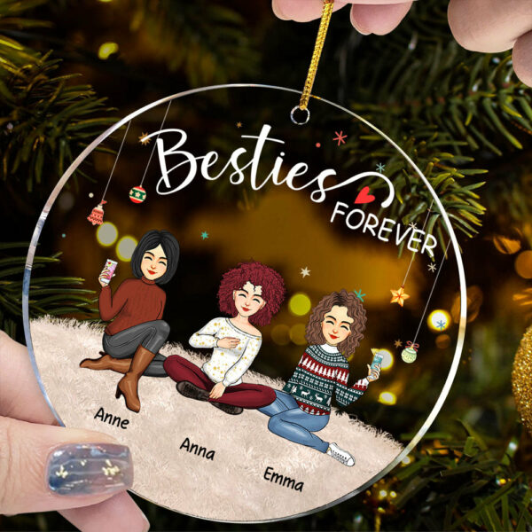 Besties Forever - Personalized Circle Acrylic Ornament - Image 6