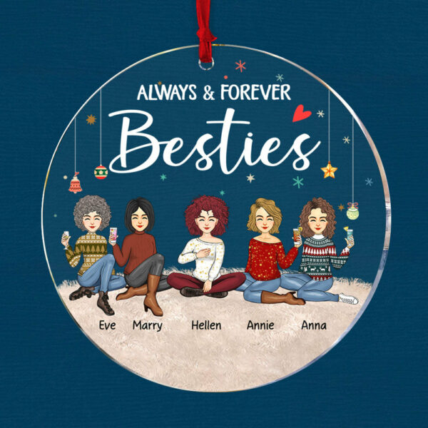 Besties Forever - Personalized Circle Acrylic Ornament - Image 2