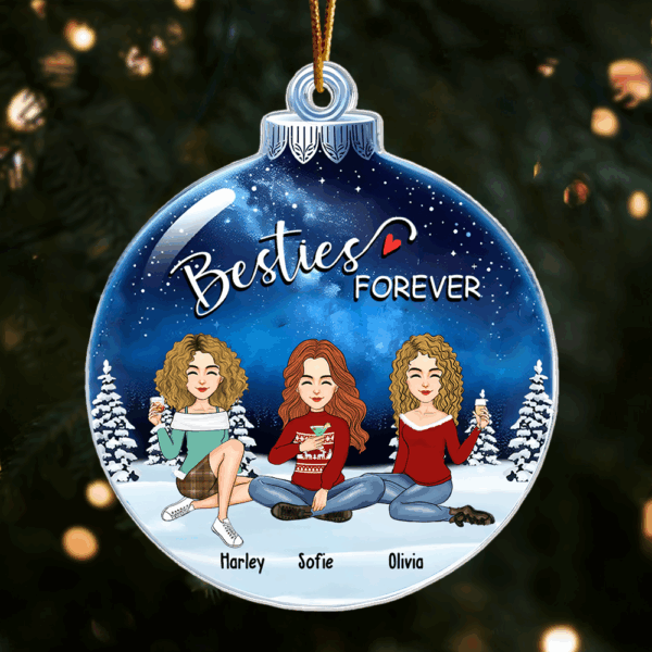 Besties Forever - Personalized Custom Acrylic Snowball Ornament - Image 3