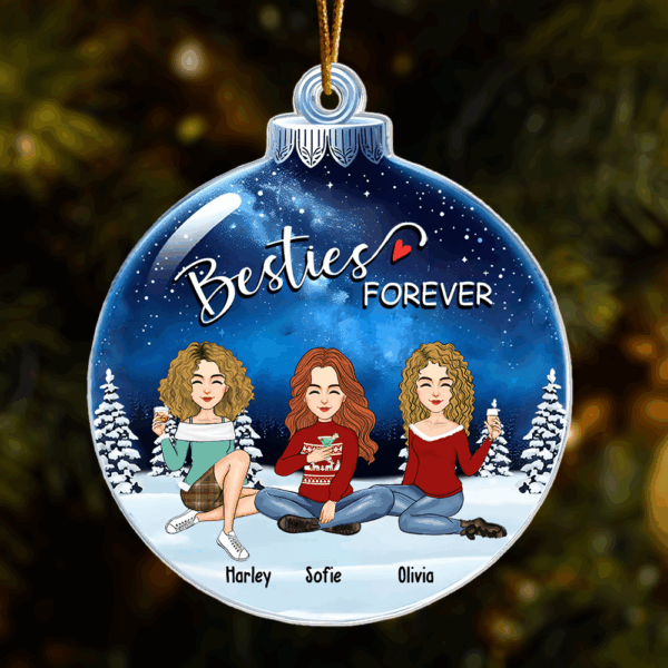 Besties Forever - Personalized Custom Acrylic Snowball Ornament - Image 4