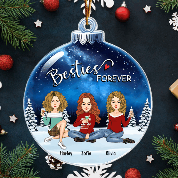 Besties Forever - Personalized Custom Acrylic Snowball Ornament