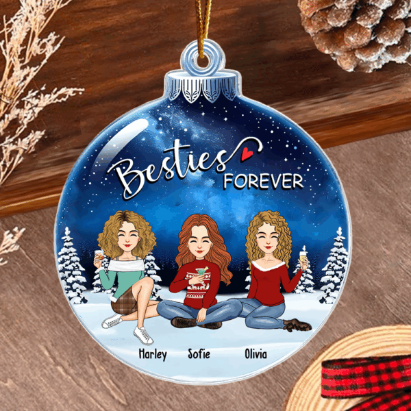 Besties Forever - Personalized Custom Acrylic Snowball Ornament - Image 2