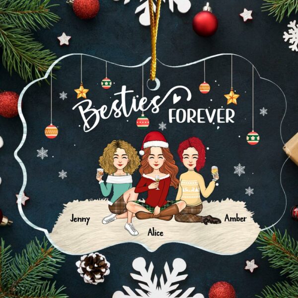 Besties Forever - Personalized Custom Ornament - Acrylic Custom Shaped - Christmas Gift For Best Friends, BFF, Sisters - Image 2